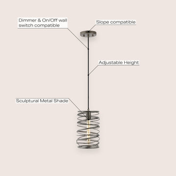 Helisa 7.25" Modern Contemporary Iron Spiral LED Pendant